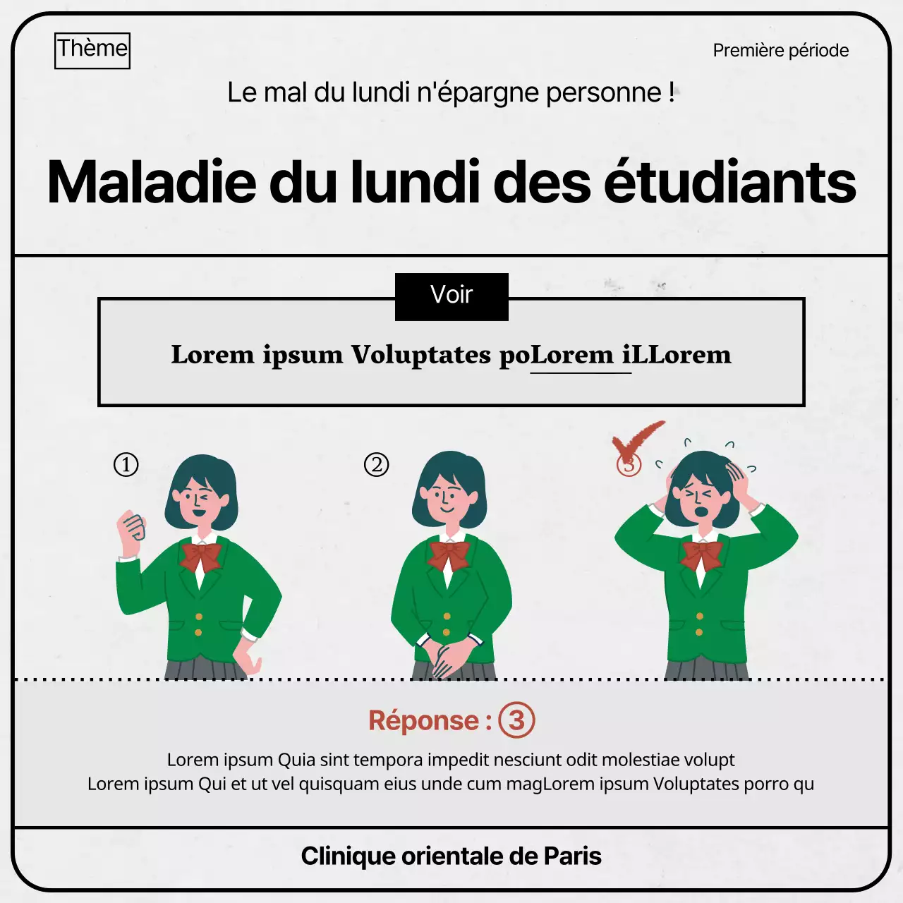 Papiers d'examen gris et verts thème du syndrome de la rentrée scolaire soigné