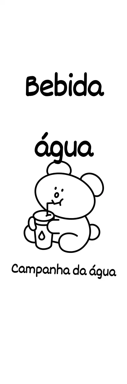 Uma campanha para beber água com uma ilustração simples e gira de um urso preto