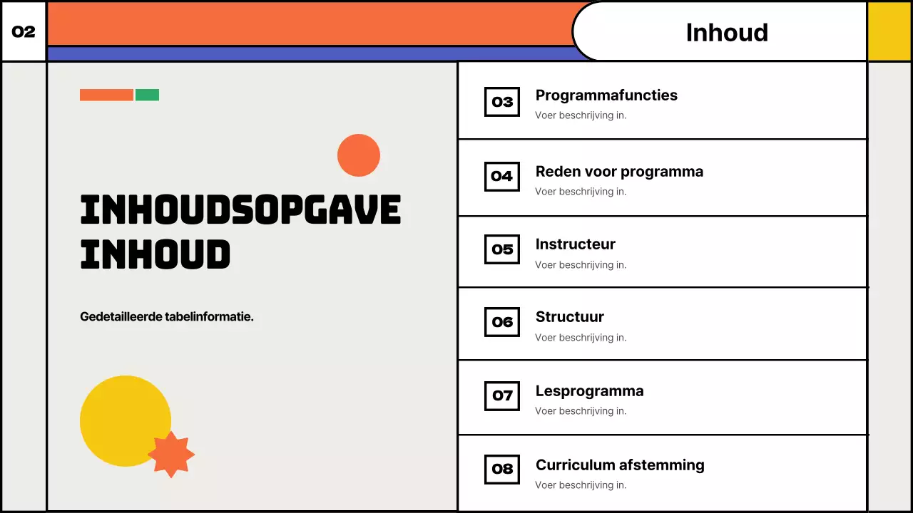 Voorstel voor naschoolse lessen spelwiskunde met kleurrijke geometrische vormen