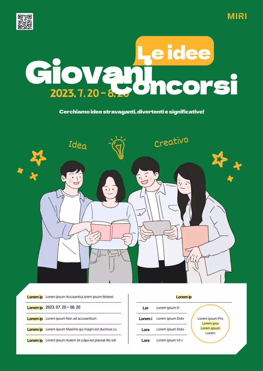 Promuovere un concorso con punti gialli su sfondo verde