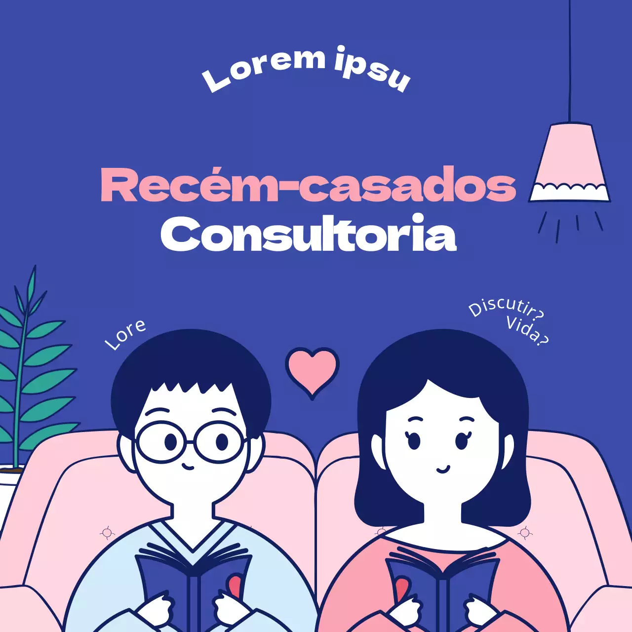 Ilustração simples e bonita em rosa e azul-marinho Mês da família Dia do casal Lua de mel Casamento Psicologia médica Programa de consultoria em psiquiatria