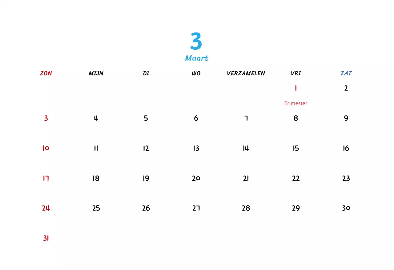 Nieuwjaarskalender met schattige illustraties