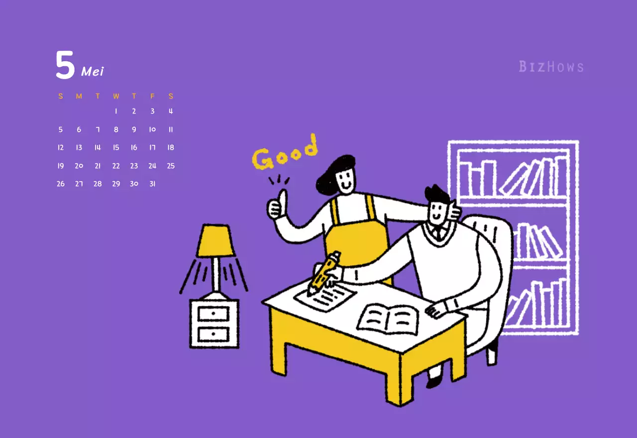 Nieuwjaarskalender met schattige illustraties