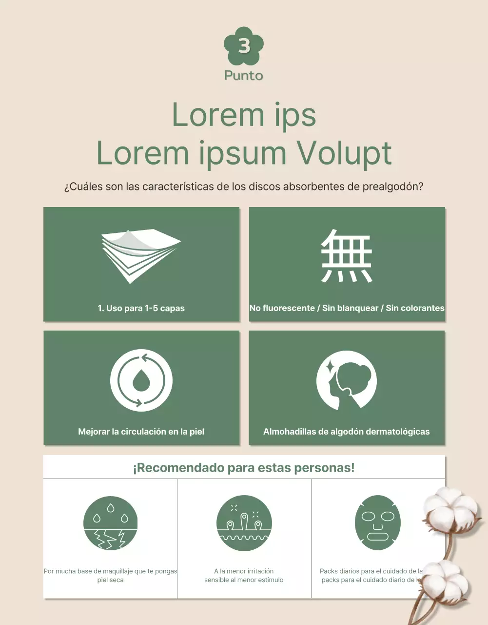 Bonitas almohadillas de algodón orgánico en tonos verde y beige