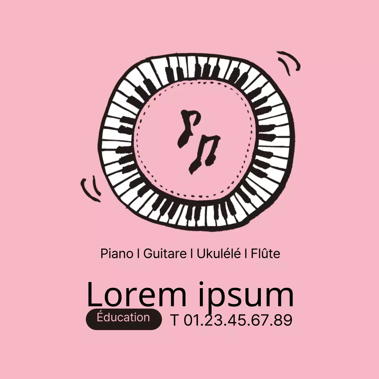 Illustration clavier rose école de musique
