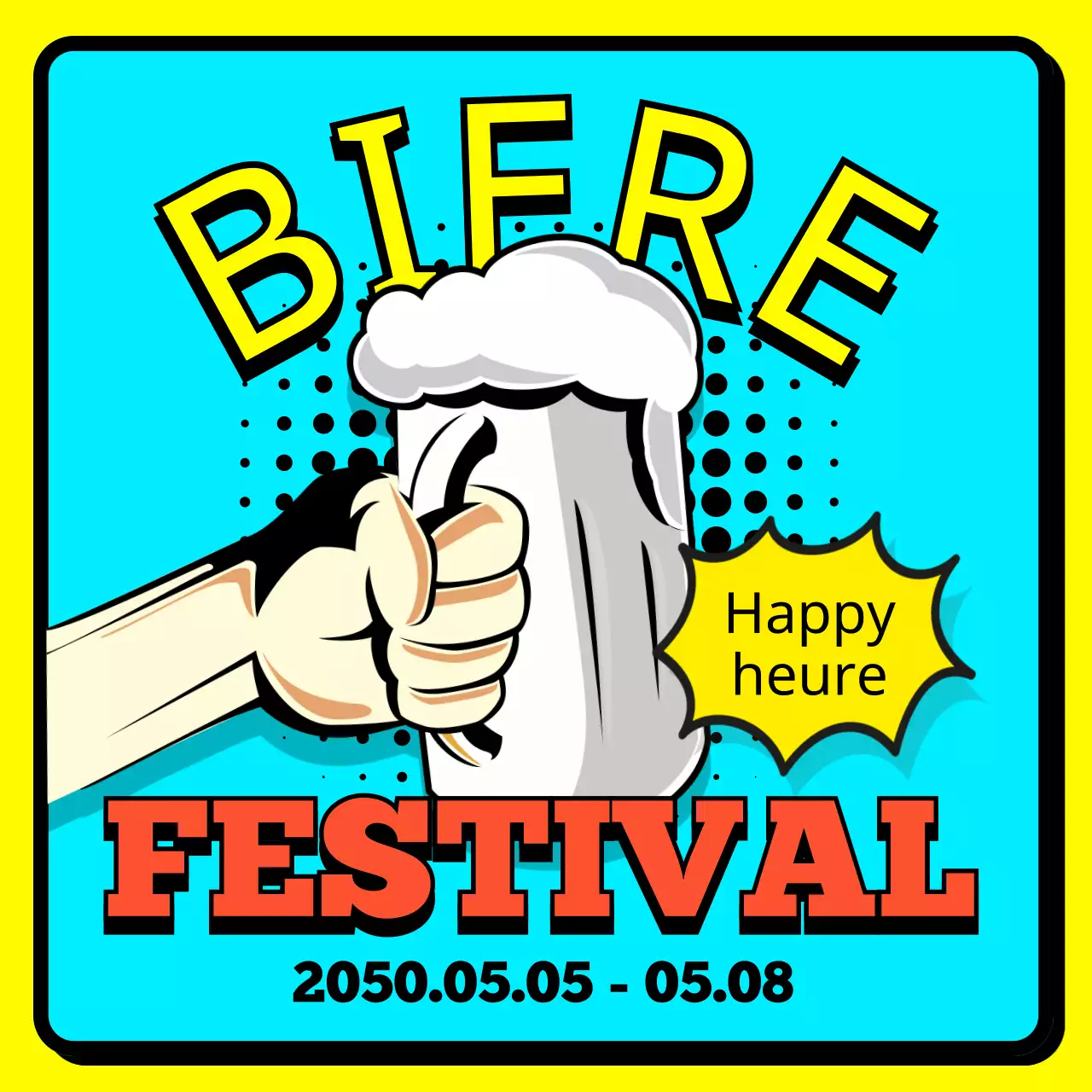 Promouvoir les fêtes de la bière en bleu clair et en jaune