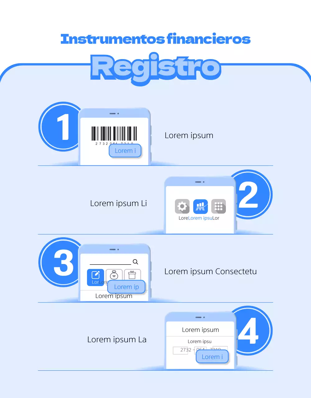 Tema de instrumentos financieros de concepto limpio con ilustraciones azules en 3D