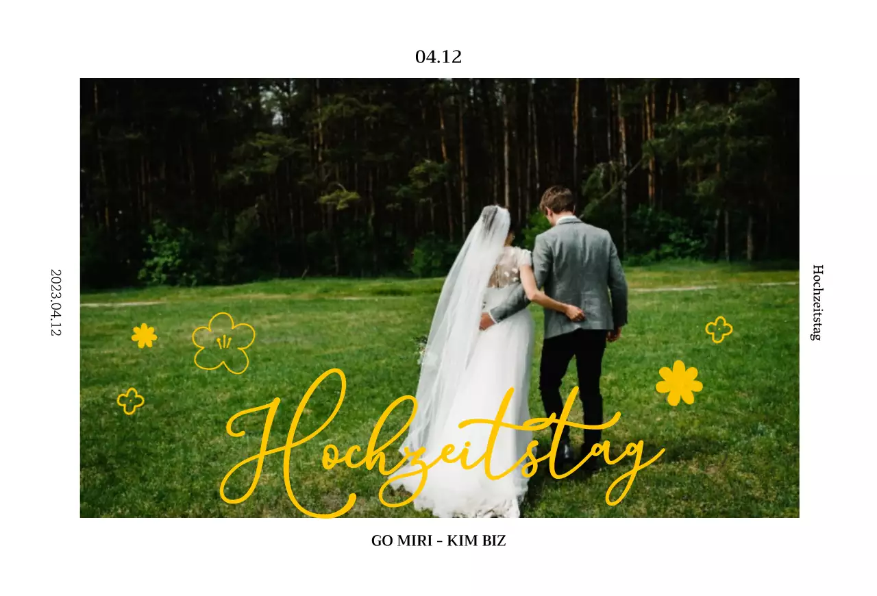 Frühling blumige Illustration Konzept Hochzeitseinladung in Chartreuse und gelb