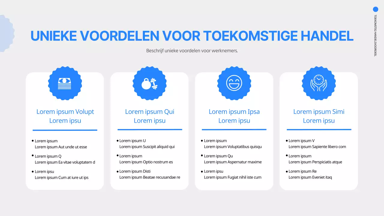 Eenvoudige online vacaturepresentatie in blauw en wit