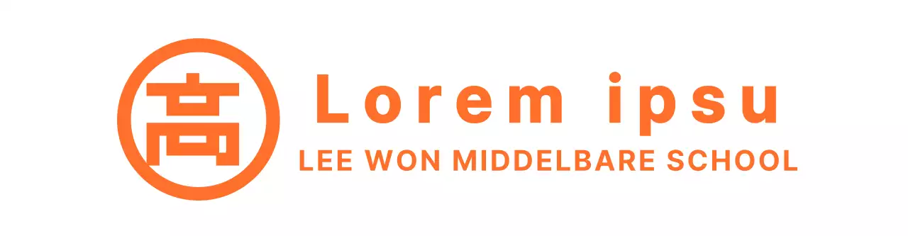 Een strak, oranje-wit, emblematisch promotiestuk voor middelbare scholen in logo-stijl