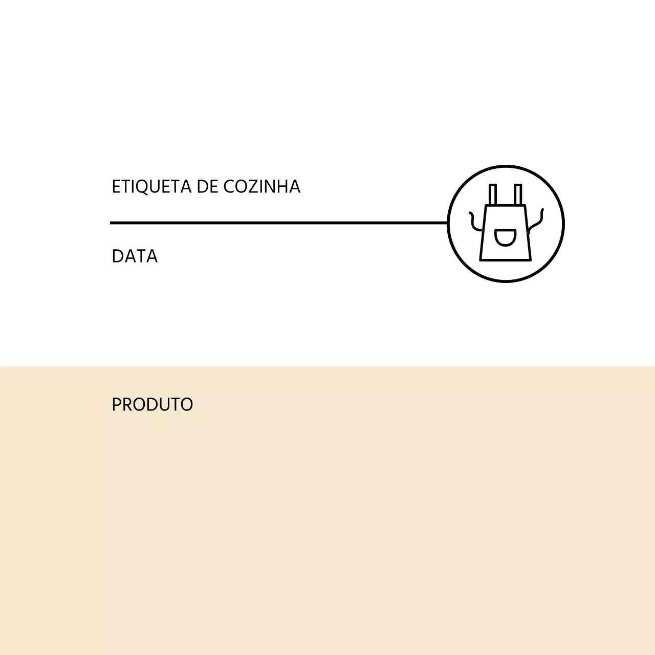 Etiqueta de cozinha simples em dois tons branco-bege