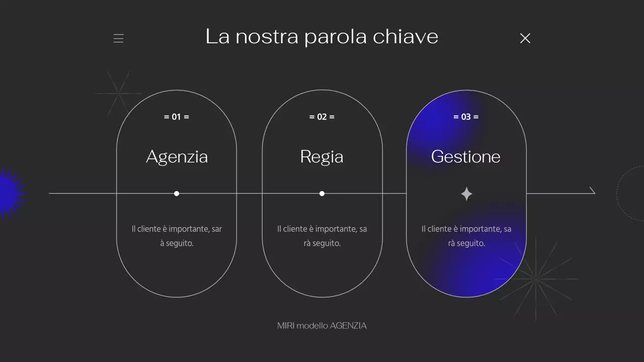 Portfolio dalle linee semplici con accenti viola su sfondo nero