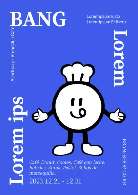 Un sencillo cartel azul promociona la apertura de una tienda de postres.