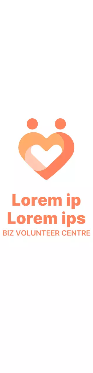 Einfaches herzförmiges Logo in Orange und leuchtendem Gelb Aufklärungsarbeit und Förderung von Freiwilligenzentren