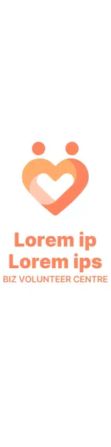 Einfaches herzförmiges Logo in Orange und leuchtendem Gelb Aufklärungsarbeit und Förderung von Freiwilligenzentren