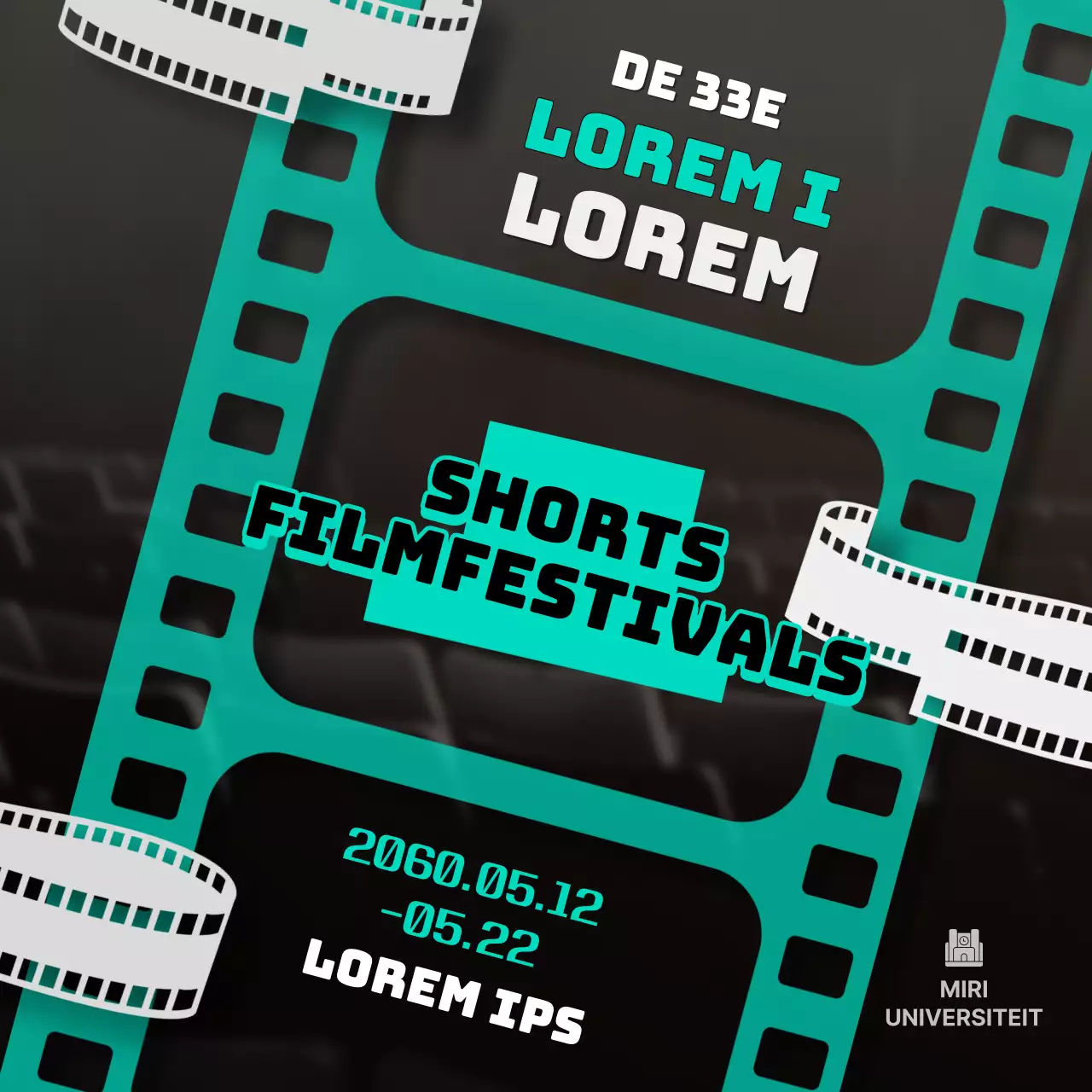 Promoot het filmfestival in een mint en zwart-wit filmstijl