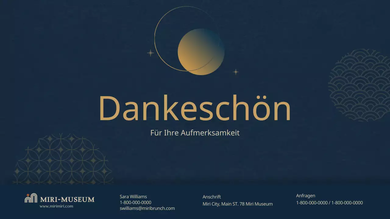 Programmplan für ein blaues orientalisches Museum