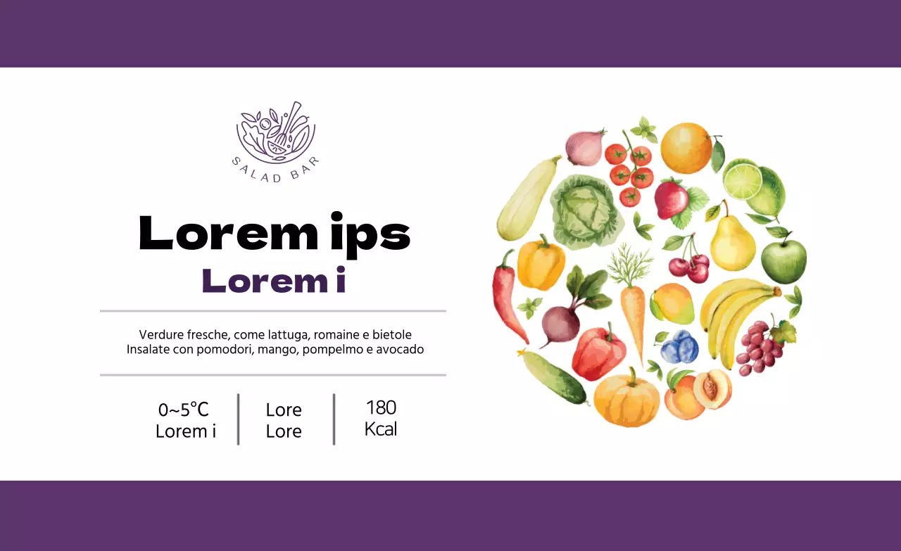 Etichetta illustrata viola per insalata