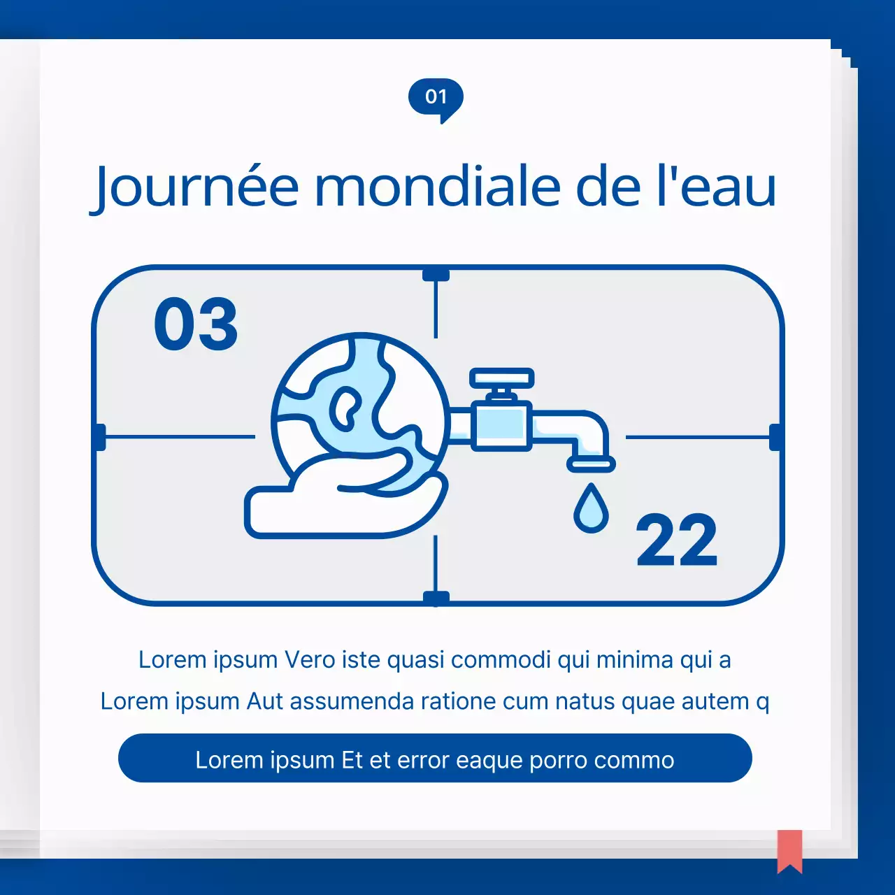 Icône bleu et bleu ciel concept encyclopédie de l'eau