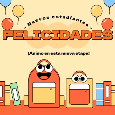 Simpática ilustración amarilla de la celebración de la entrada a un colegio