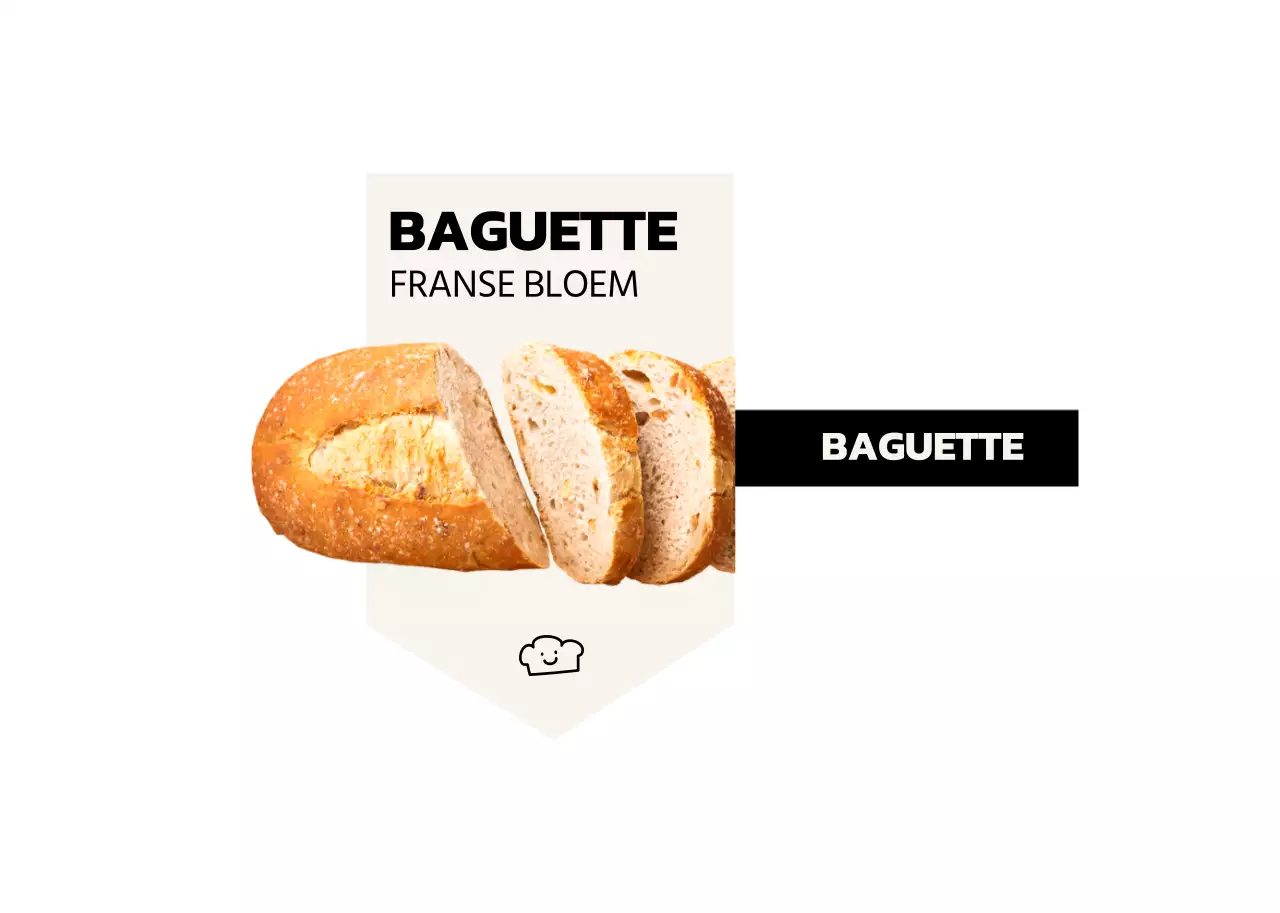 Binnenin een menu van een bakkerij met een eenvoudig ontwerp met afbeeldingen van echt brood in zwart en ivoor.