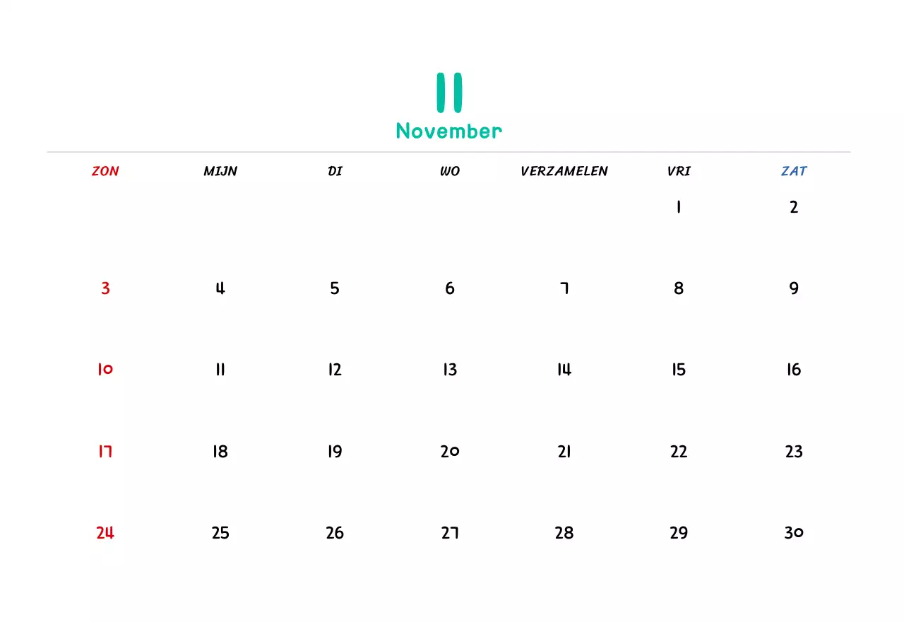 Nieuwjaarskalender met schattige illustraties