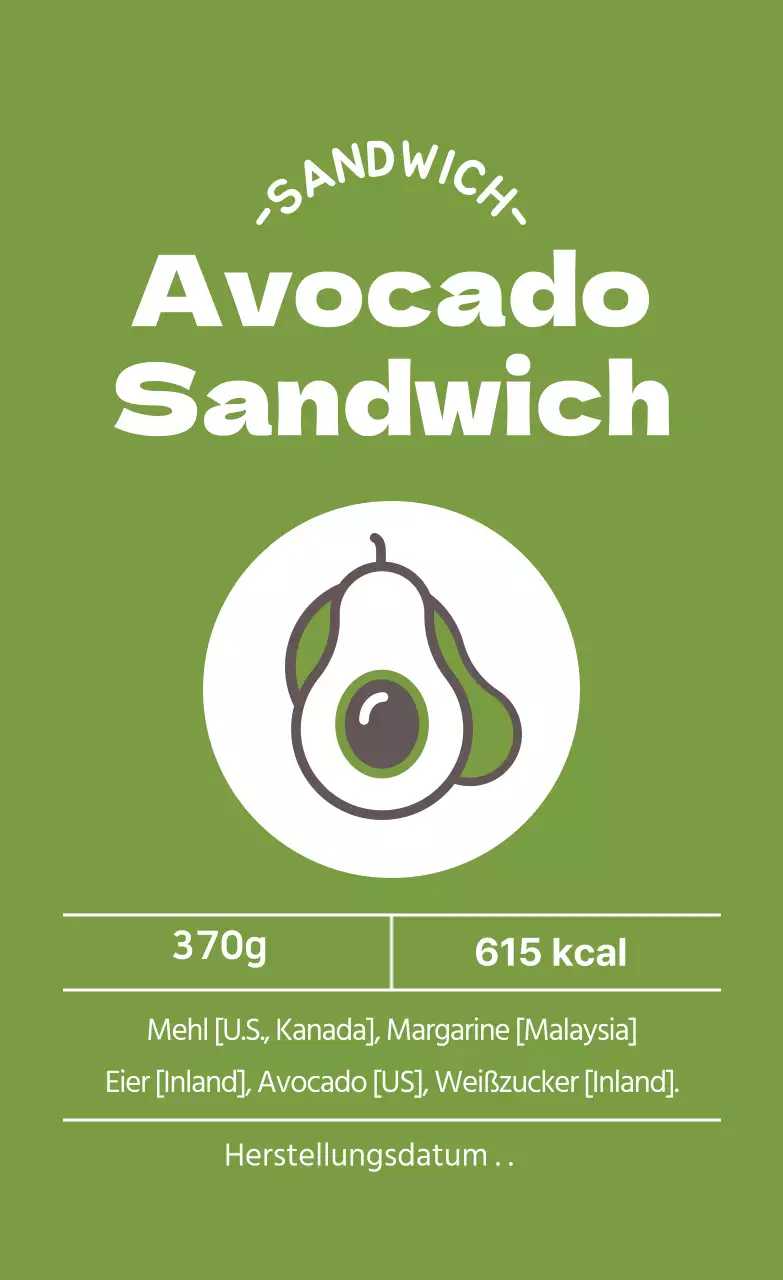 Grünes illustriertes Sandwich-Etikett