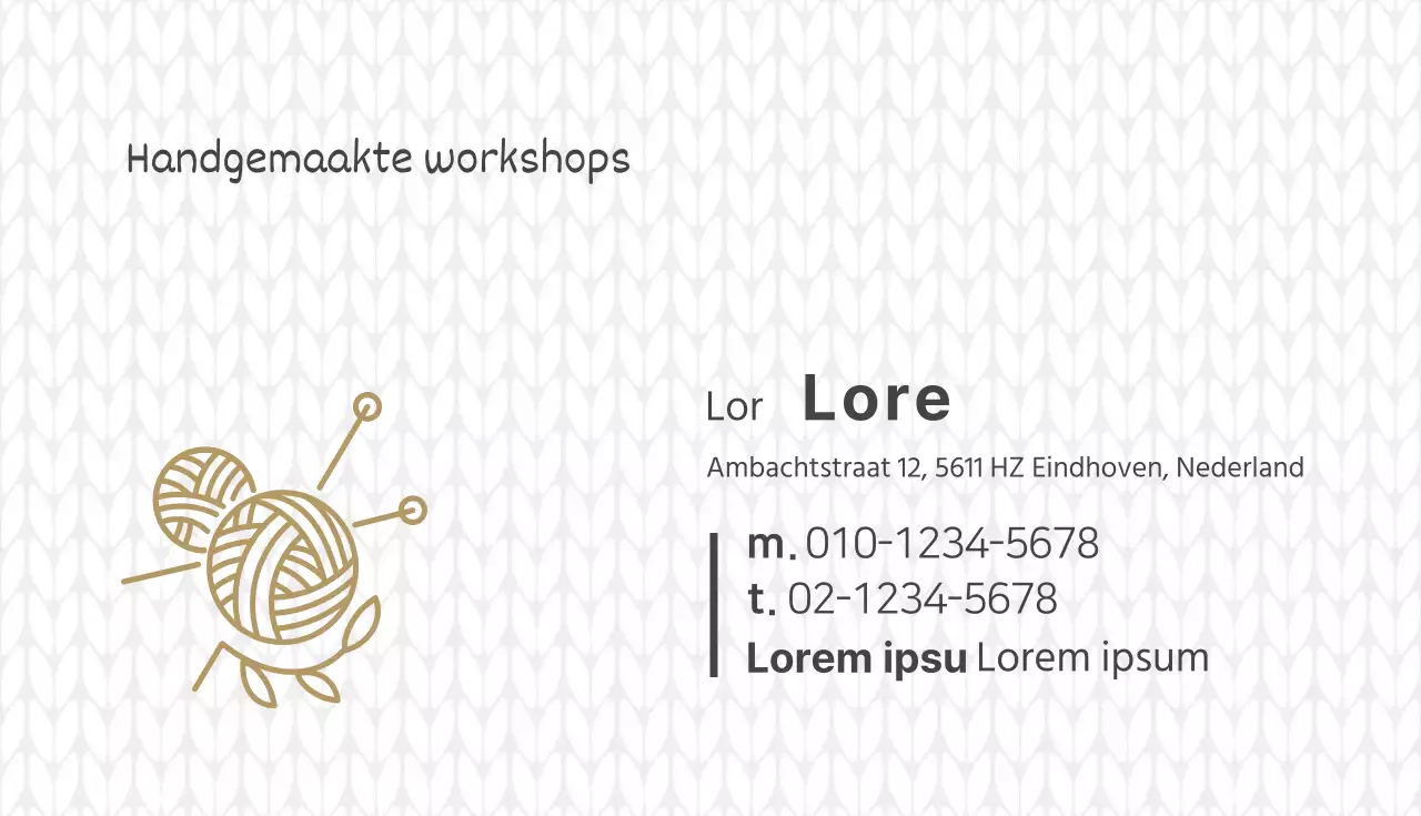 Beige geïllustreerde handgemaakte workshop visitekaartje