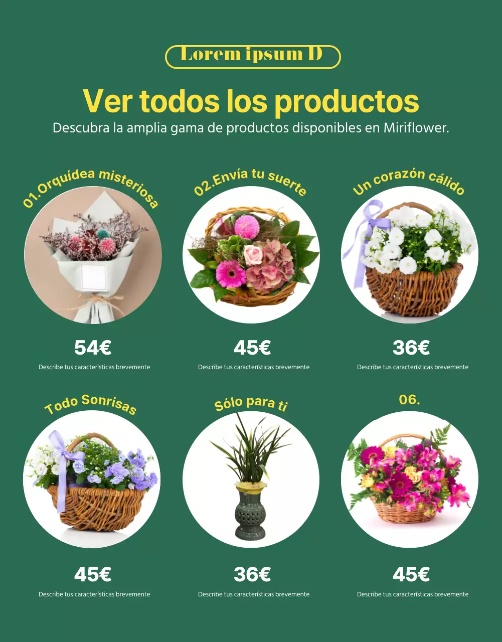 Presentamos el clásico servicio de entrega de flores verde y amarillo