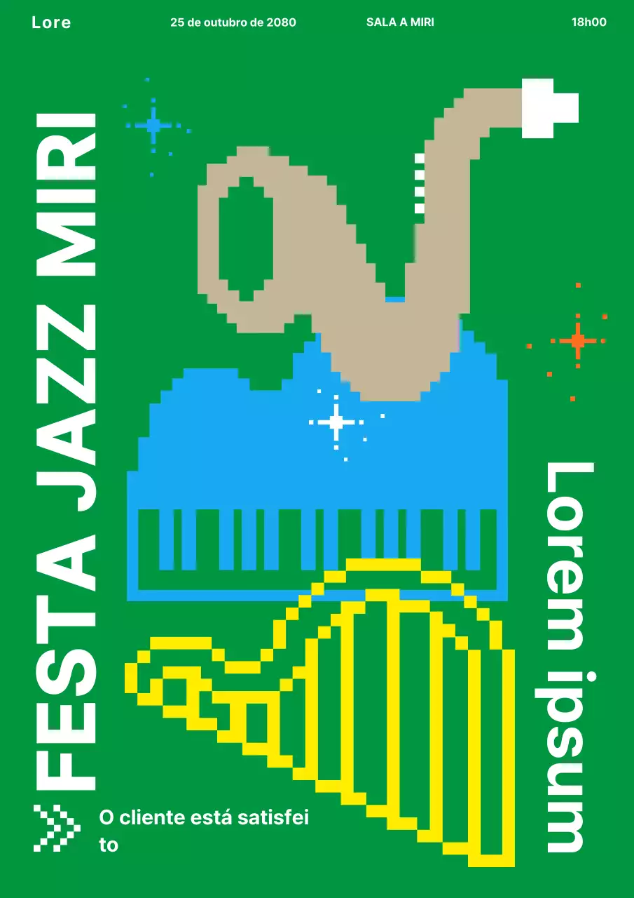 Green Pixel Art Cute Jazz Festival Performance