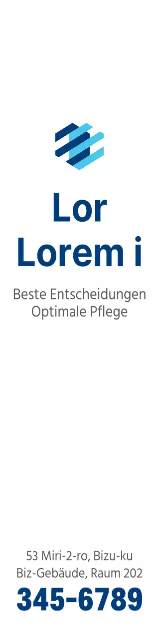 Werbung für ein allgemeines Krankenhaus mit einem einfachen Logo in Blau und Hellblau.