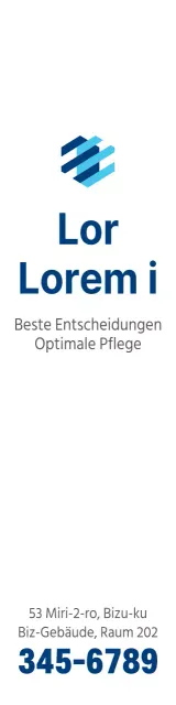 Werbung für ein allgemeines Krankenhaus mit einem einfachen Logo in Blau und Hellblau.