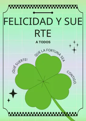 Obra de arte retro con acento de trébol verde de cuatro hojas