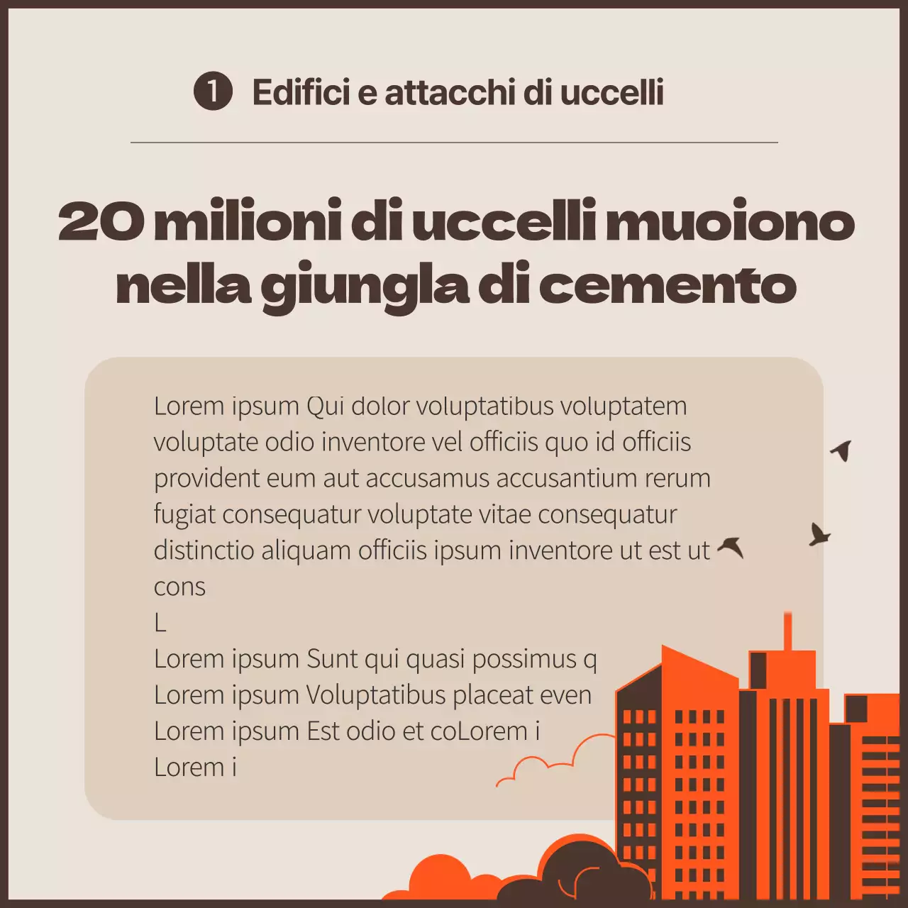 Una campagna pulita contro la collisione degli uccelli con accenti arancioni