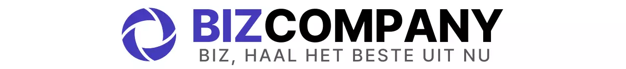Promoot je bedrijf met een strak logo en tekst in paars en zwart.