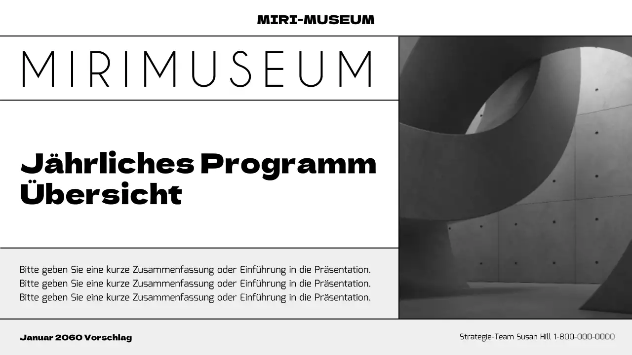 Planung eines modernen Museumsprogramms in Schwarz und Lila