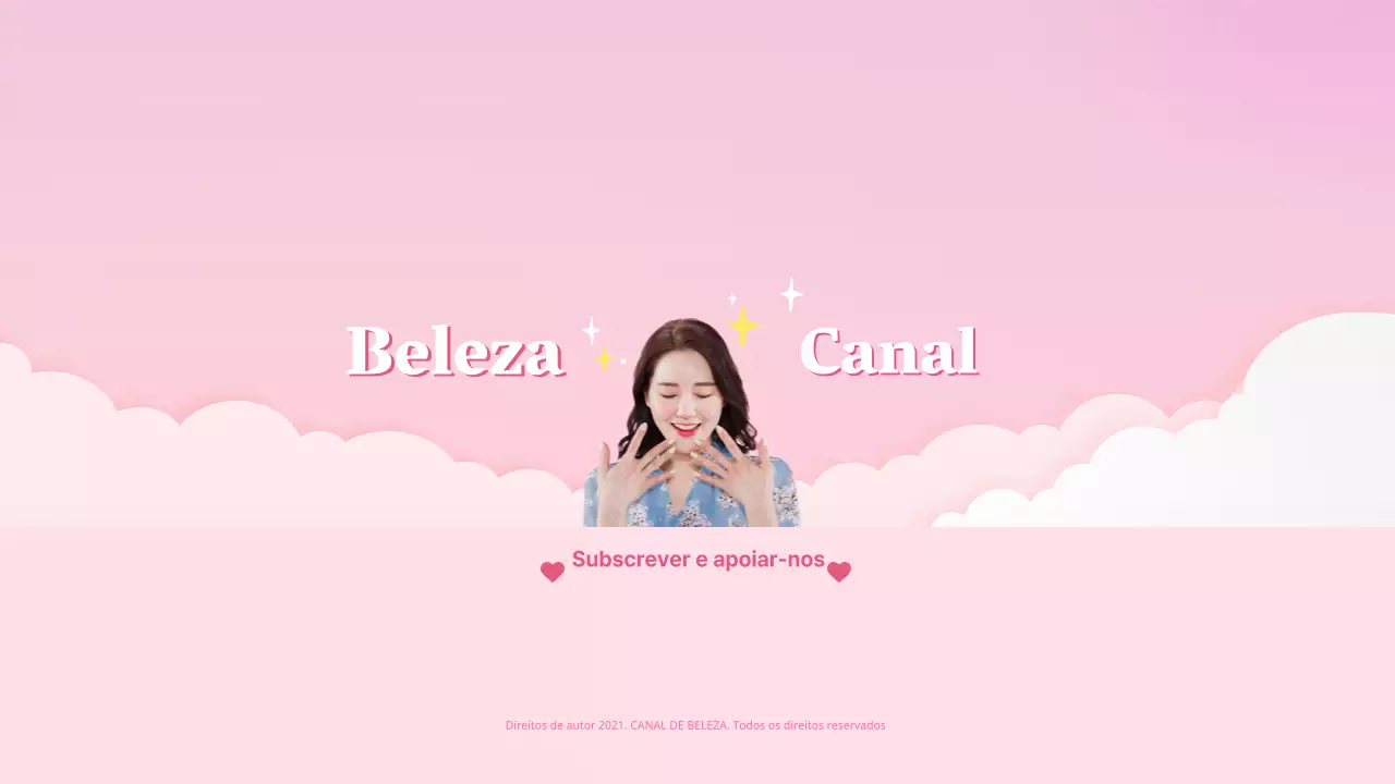 Arte de canal de youtuber de beleza adorável em cor-de-rosa