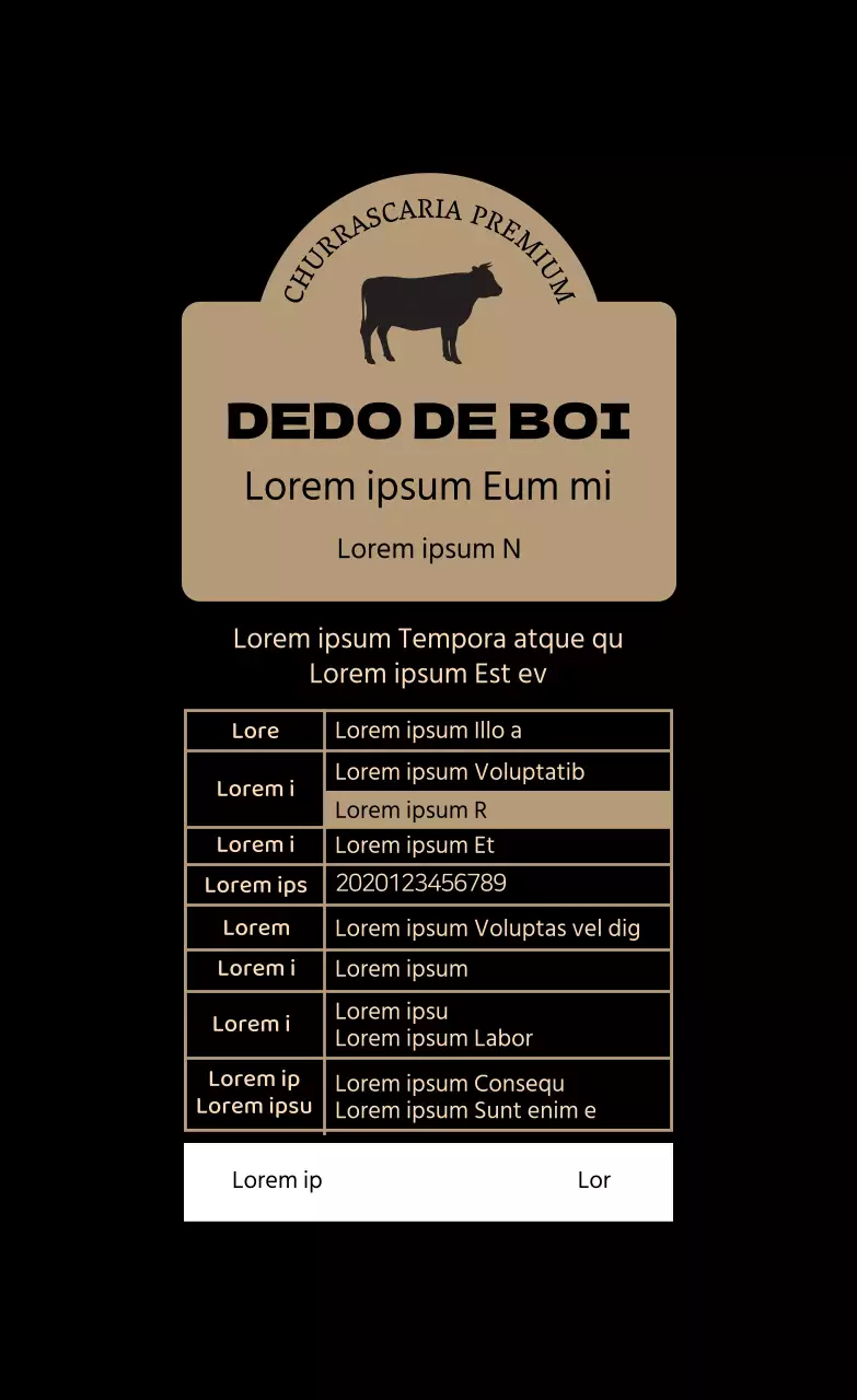 Rótulo ilustrado bege de alimentos coreanos à base de carne de bovino