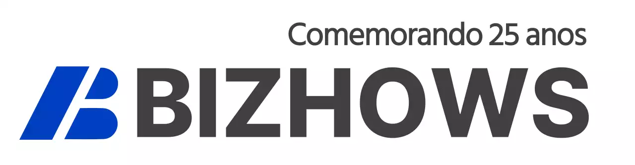 Logótipo da empresa fundadora com símbolos azuis e cinzentos