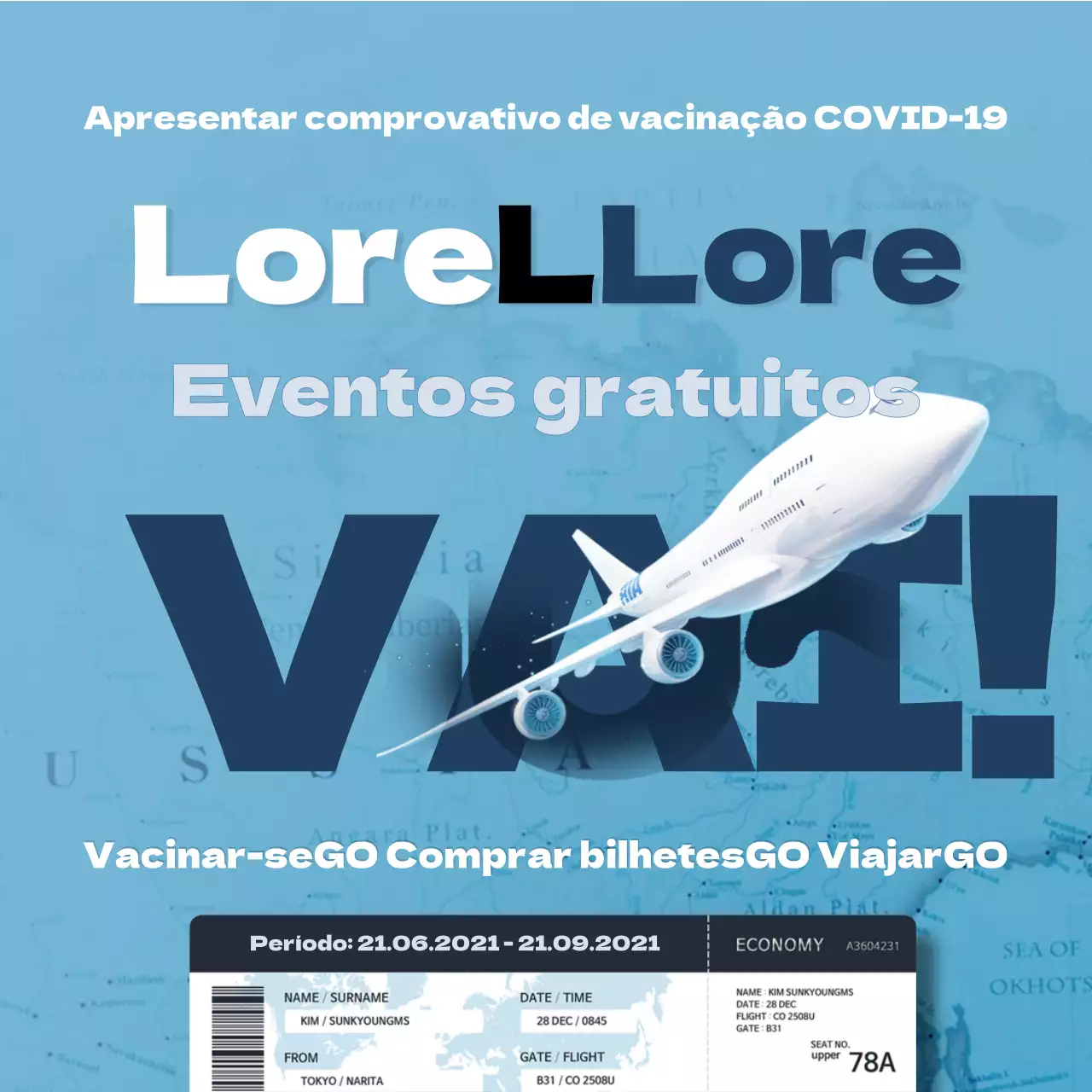 Oferta de bilhetes azuis, inspirados em viagens (quadrados para redes sociais)