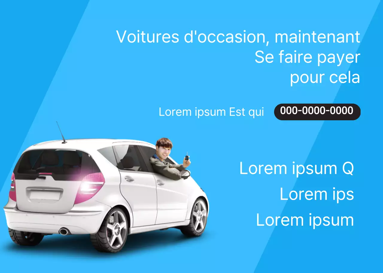 Photo bleu propre promouvant les ventes de voitures d'occasion