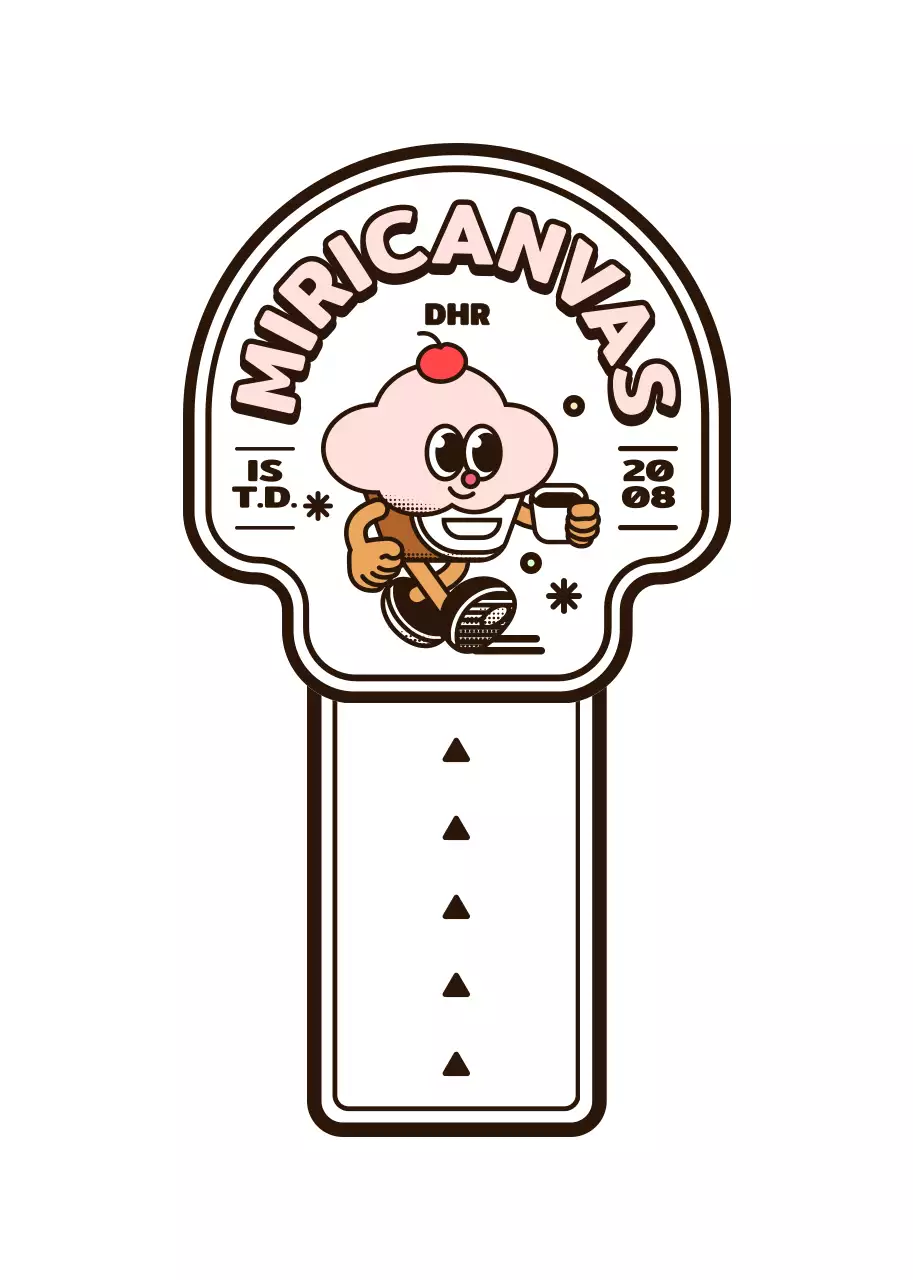 Leuke roze en bruine ronde cupcake karakter logo stijl voor een cafe