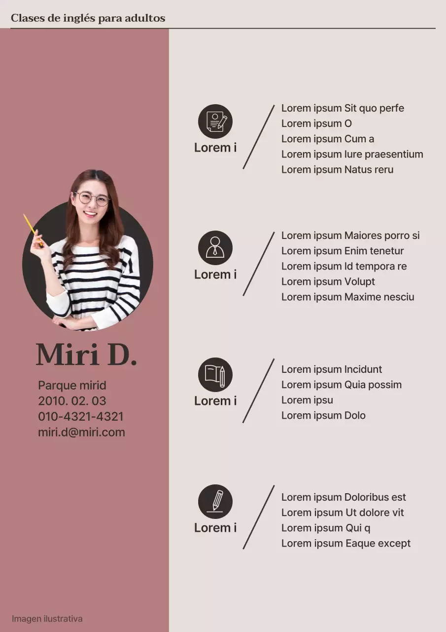 Plantilla sencilla de currículum para tutorías en tonos marrones