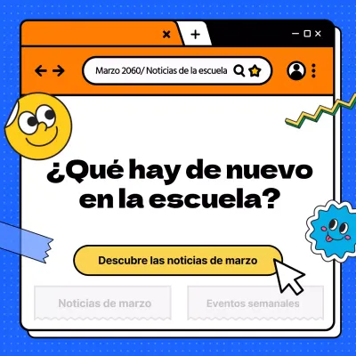 Guía de noticias escolares del navegador azul y naranja