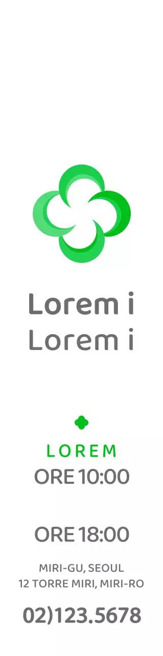 Simbolo moderno, arrotondato, a quattro foglie incrociate in verde e grigio Stile del logo Informare e promuovere le informazioni assicurative