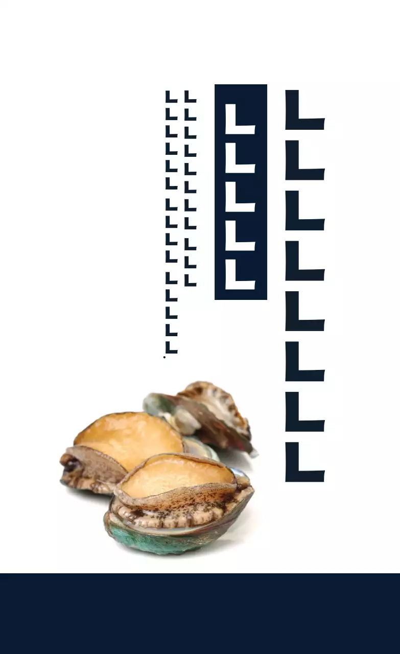 Etiqueta de embalagem do conjunto de oferta de abalone com fotografia azul-marinho