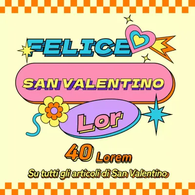 Evento scontato di San Valentino con un concetto carino e kitsch in un vivace colore arancione