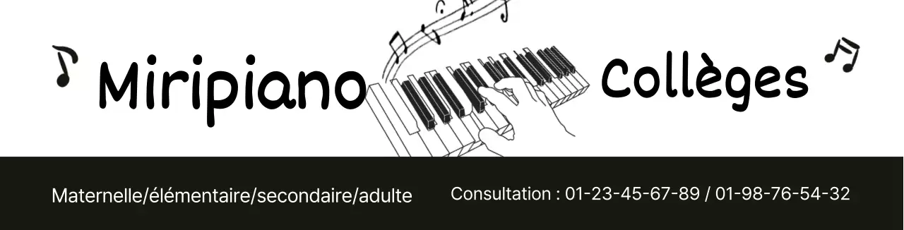 illustration en noir et blanc simple promotion école de piano