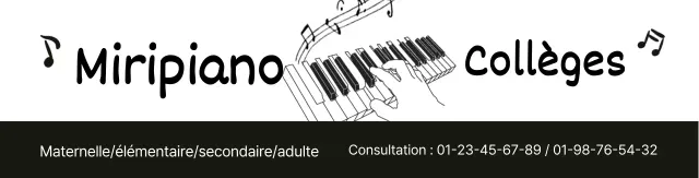 illustration en noir et blanc simple promotion école de piano