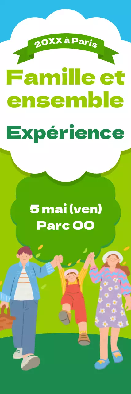 Bannière verte et bleue pour le Mois de la famille